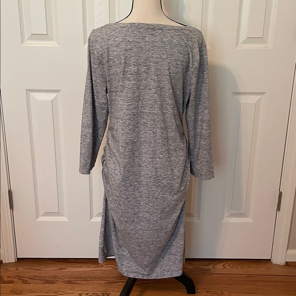 Liz Lange Maternity Gray Long Sleeve Dress Ruched Sides XL EUC Comfortable - Picture 4 of 7